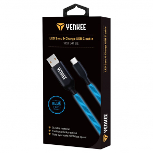 Yenkee YCU 341 BE LED-es szinkronizáló és töltőkábel 1m kék